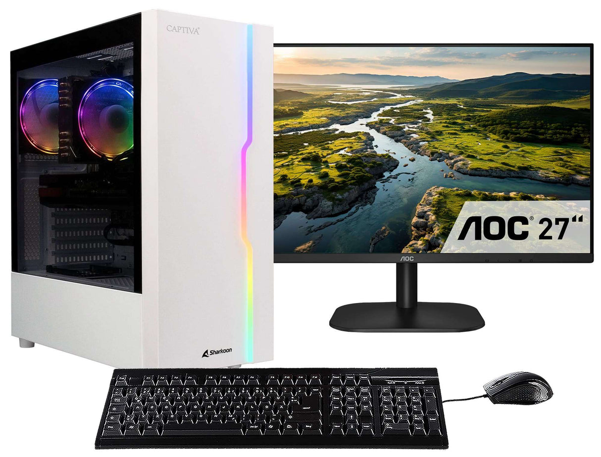 All-in-One Gaming PC Ryzen 5 7500F RTX 5060 32GB DDR5 RAM 1TB SSD Win 11 + 27" Monitor
