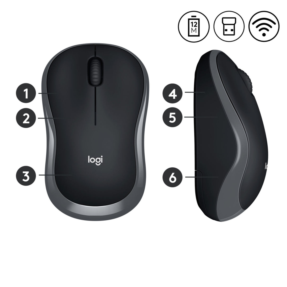 Mouse Logitech M185 Wireless grey (910-002238)