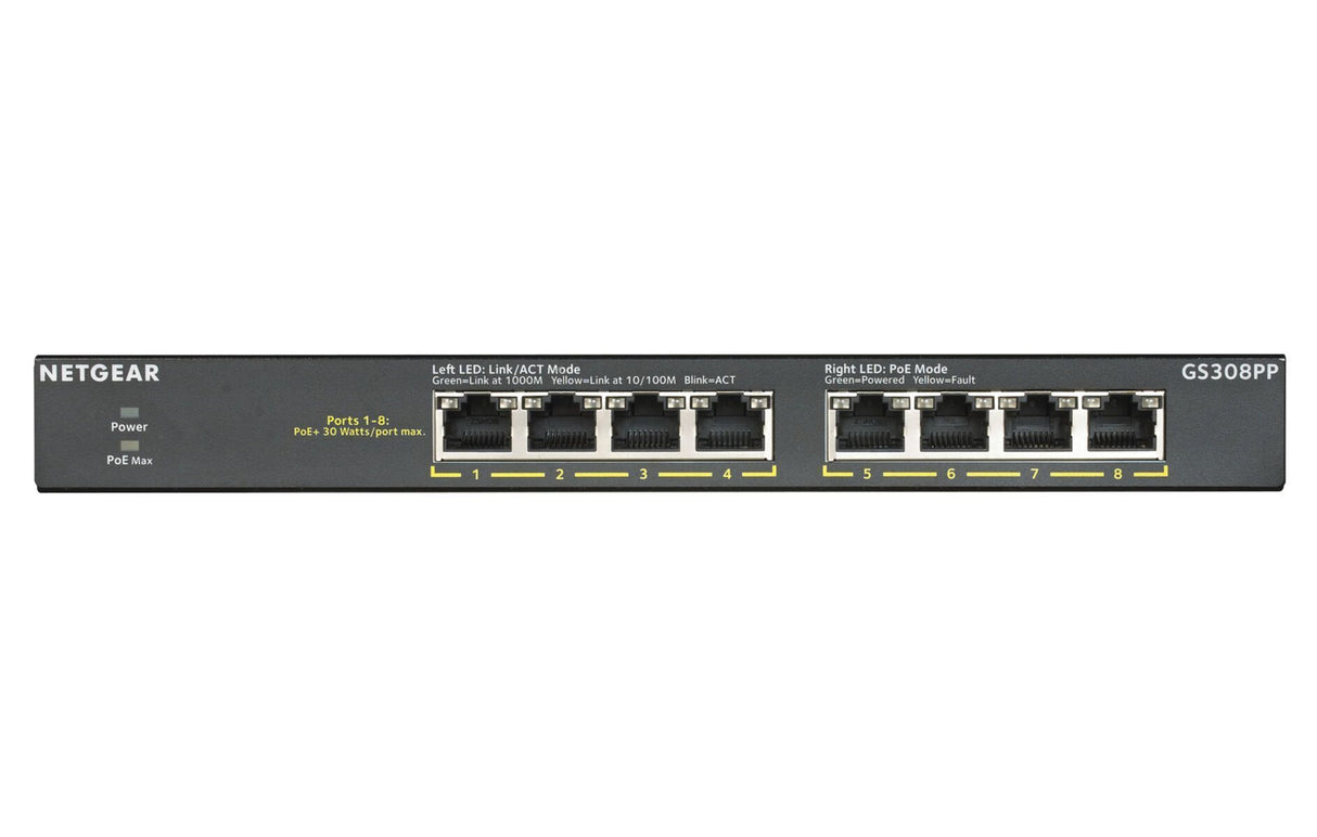 NETGEAR Switch 8-port 10/100/1000 GS308PP-100EUS