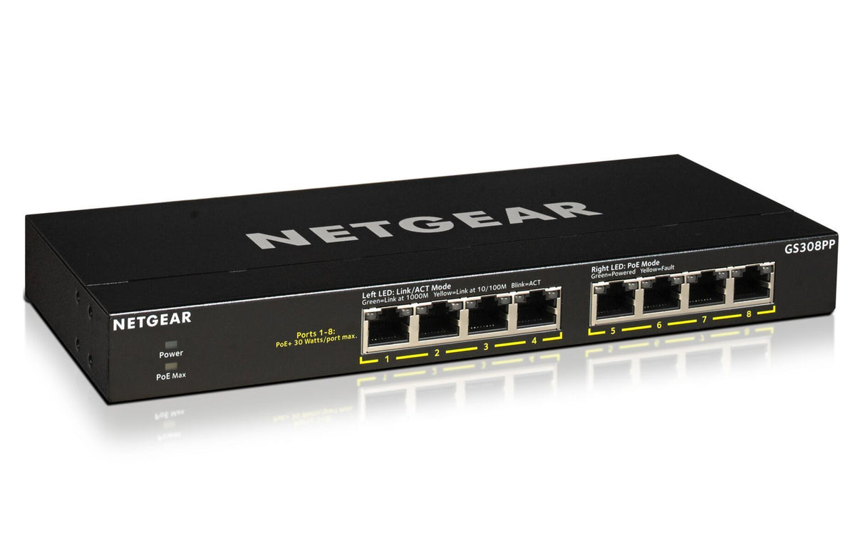 NETGEAR Switch 8-port 10/100/1000 GS308PP-100EUS