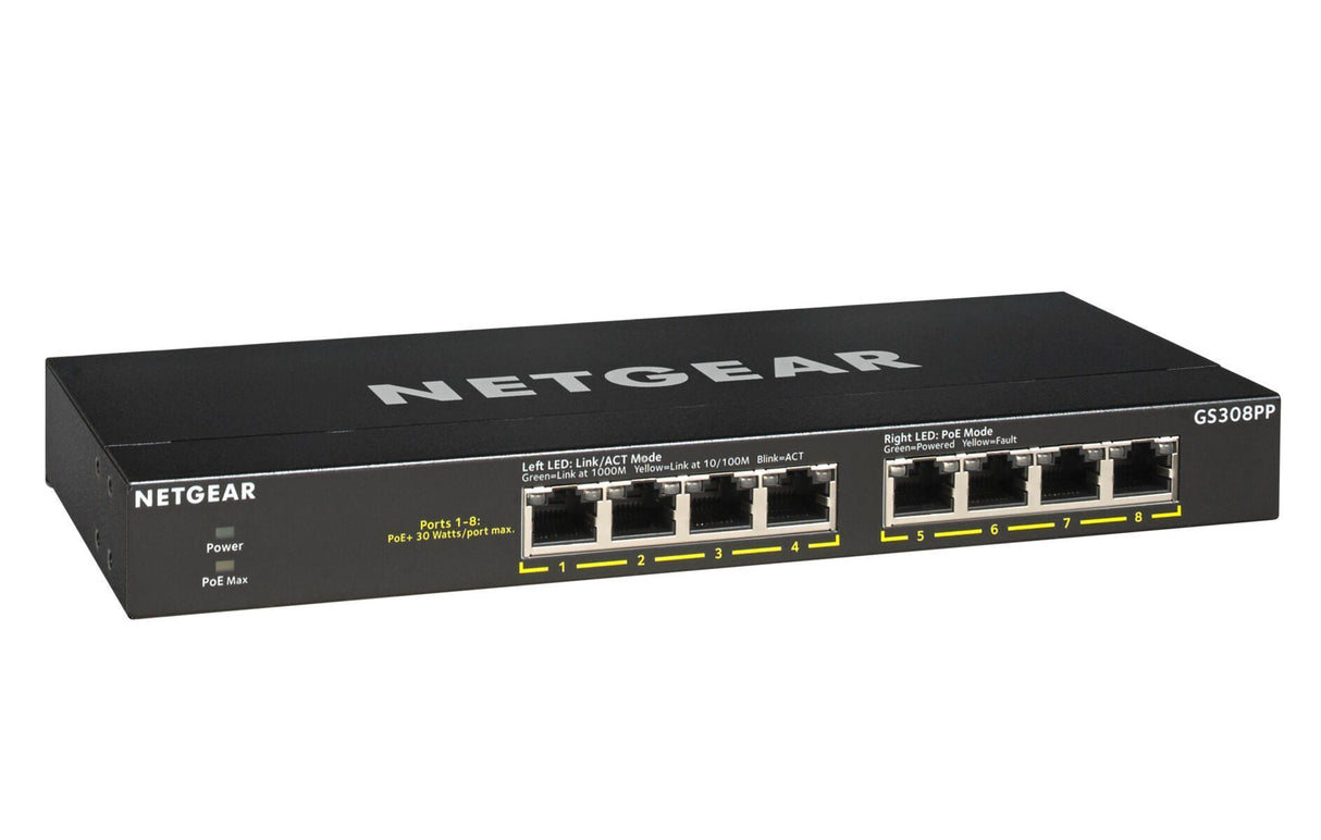 NETGEAR Switch 8-port 10/100/1000 GS308PP-100EUS