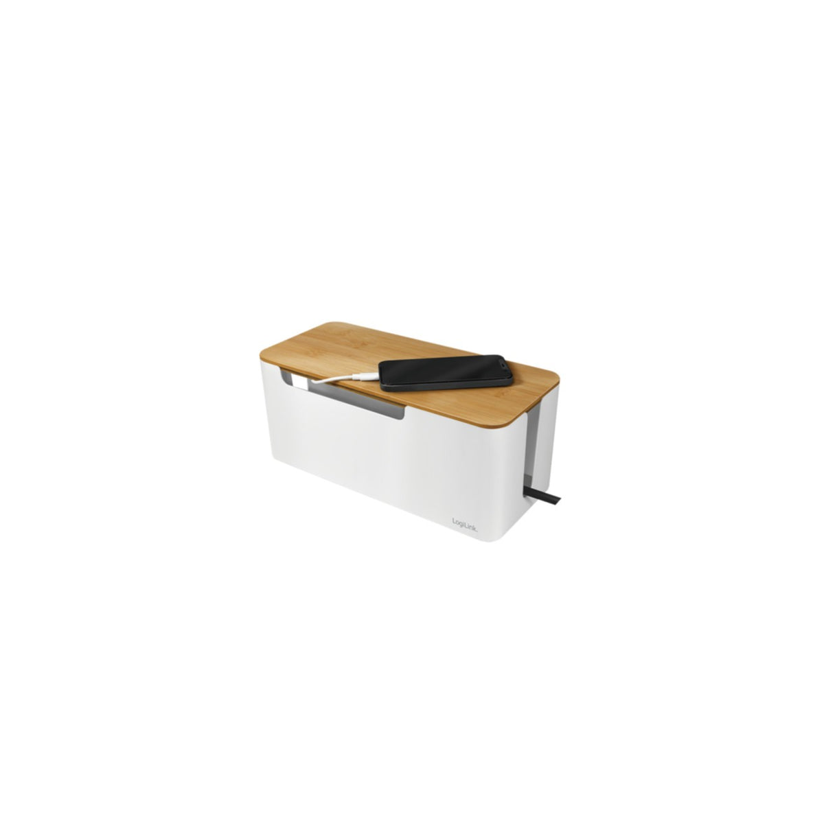 LogiLink Kabelbox 320x140x130mm weiß mit Bambus-Deckel KAB0075, Bild 4