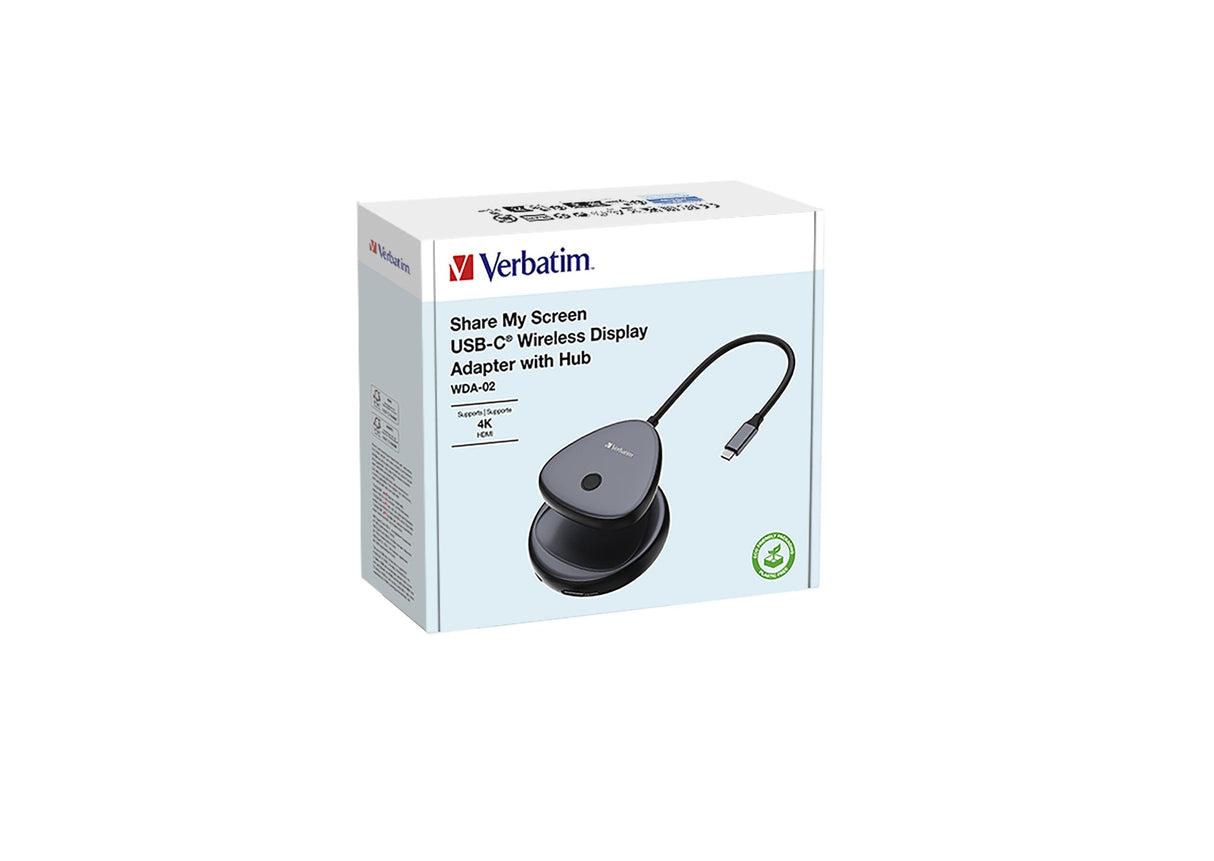 Verbatim Drahtloser USB-C 4K Monitor Adapter mit HUB WDA-02 32147