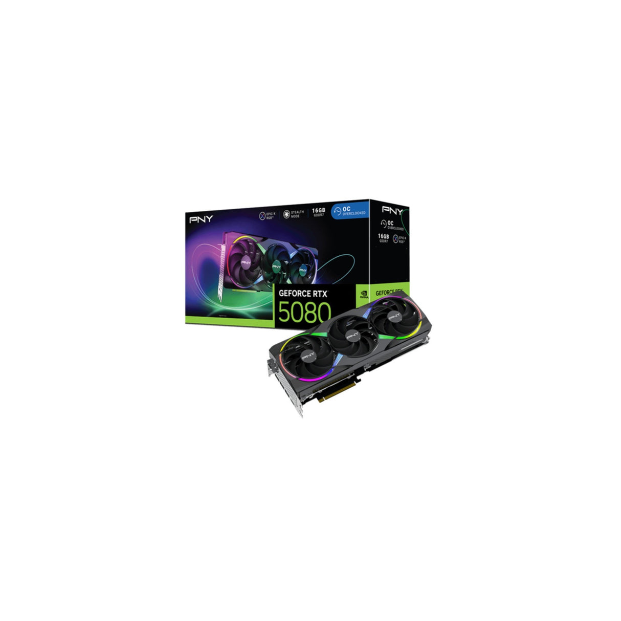 VGA PNY GeForce RTX™ 5080 16GB ARGB Gaming Overclocked Triple Fan