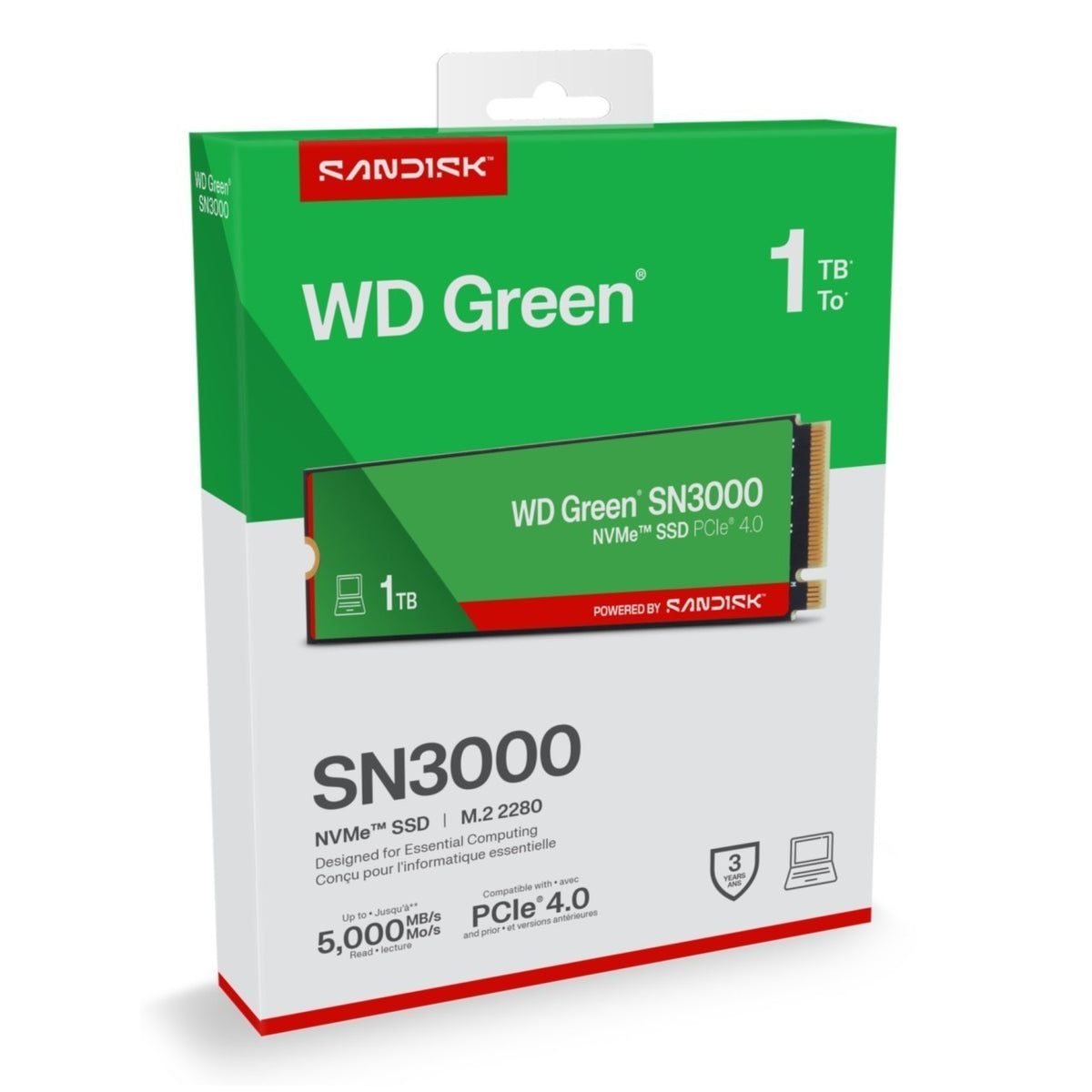 SSD WD Green 1TB SN3000 NVME M.2 PCI Express Gen4 x4 WDS100T4G0E, Bild 5