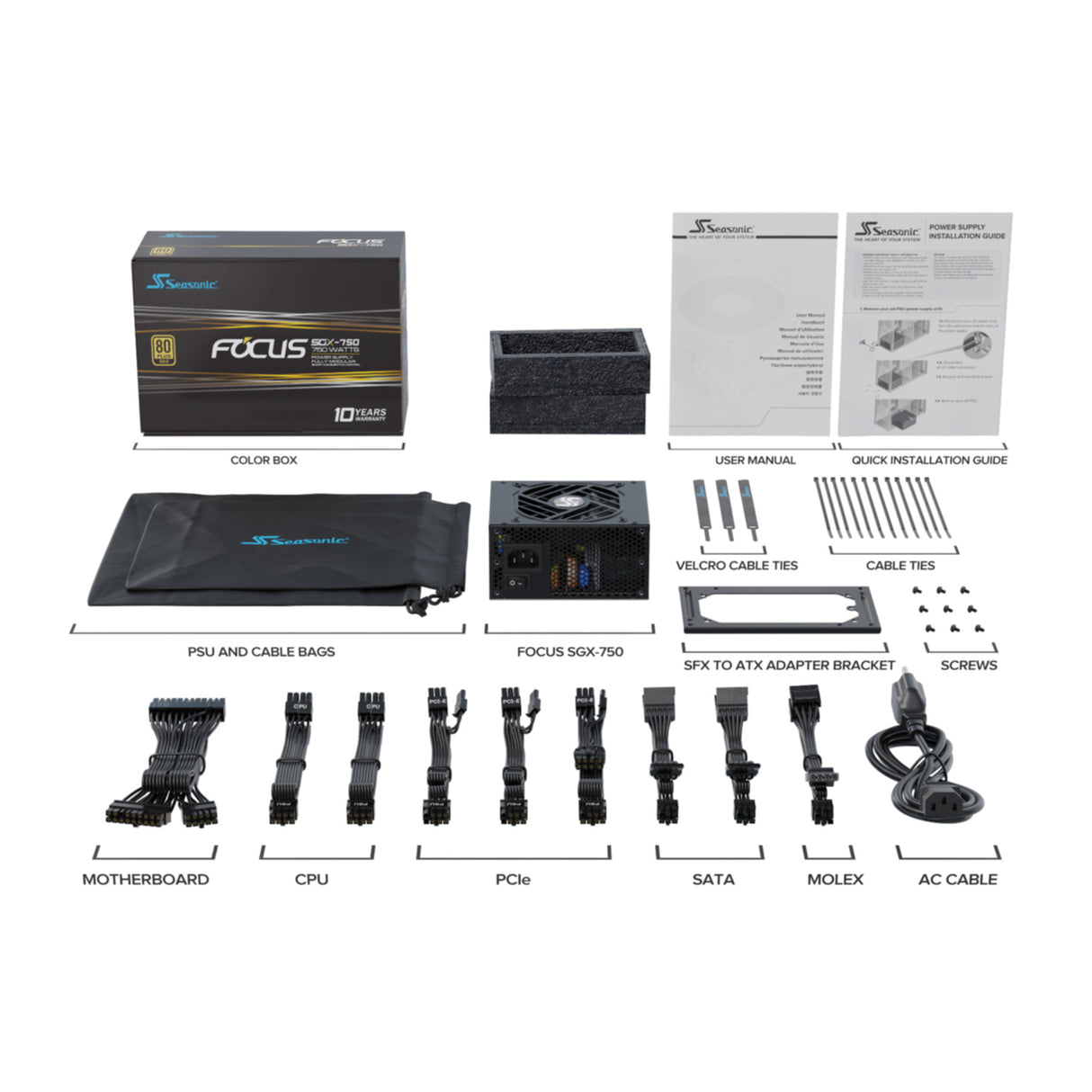 PC- Netzteil Seasonic Focus-SGX-750 ATX 2.4 Modular Gold 750W