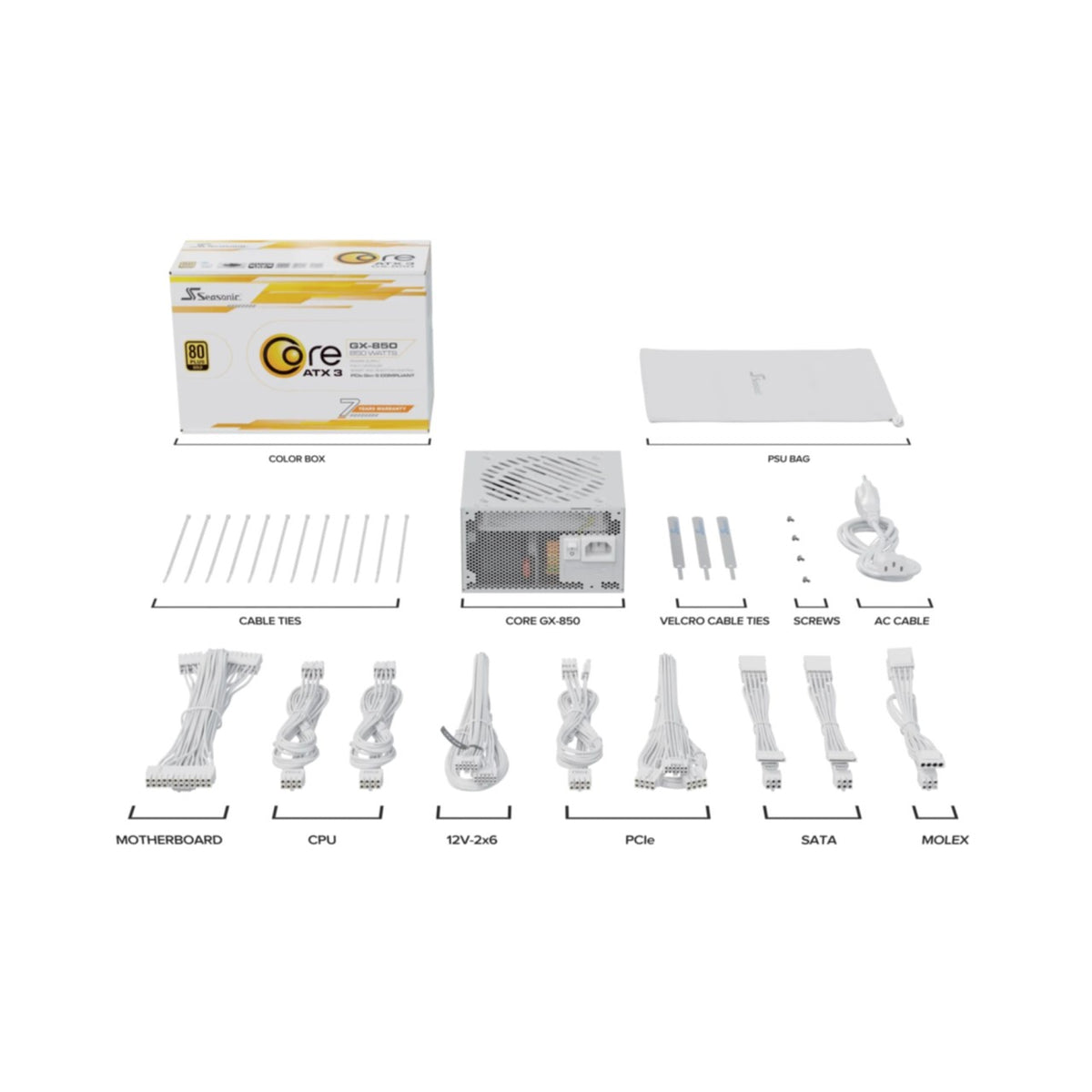 PC- Netzteil Seasonic Core-GX-850 850W Gold modular White, Bild 2