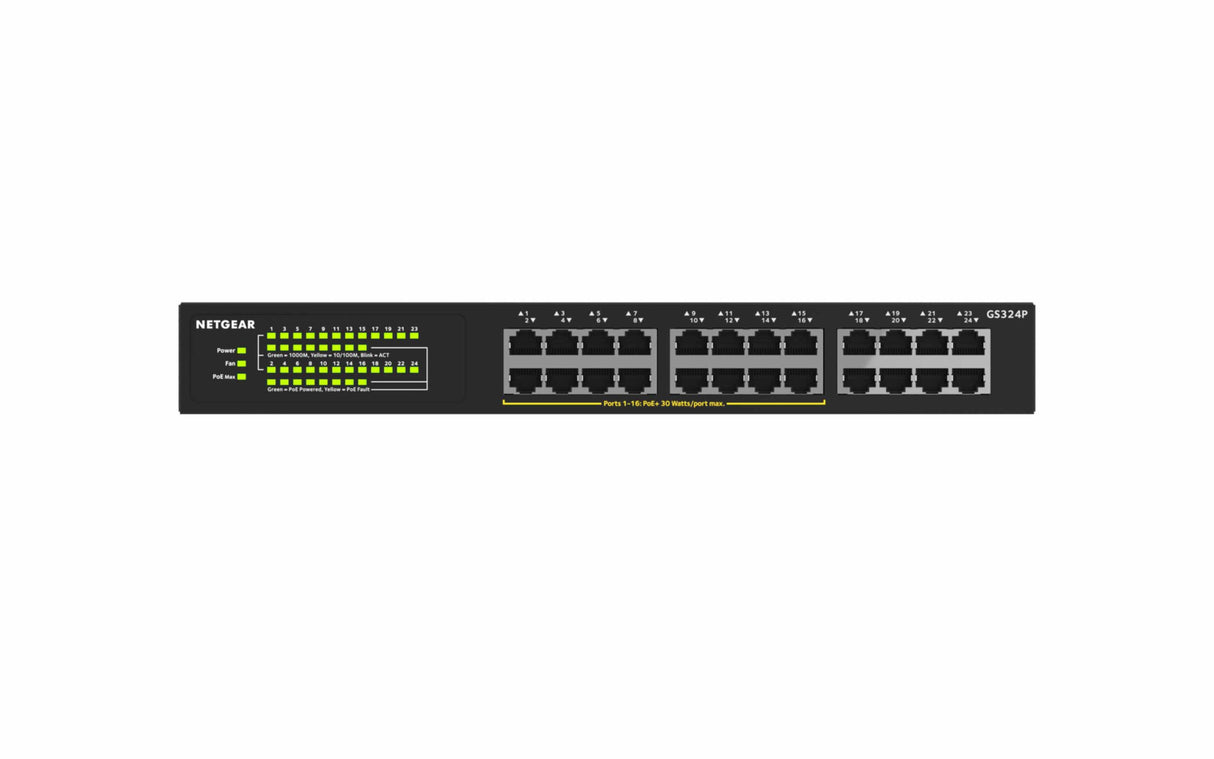 NETGEAR Switch 16-port 10/100/1000 GS324P-100EUS