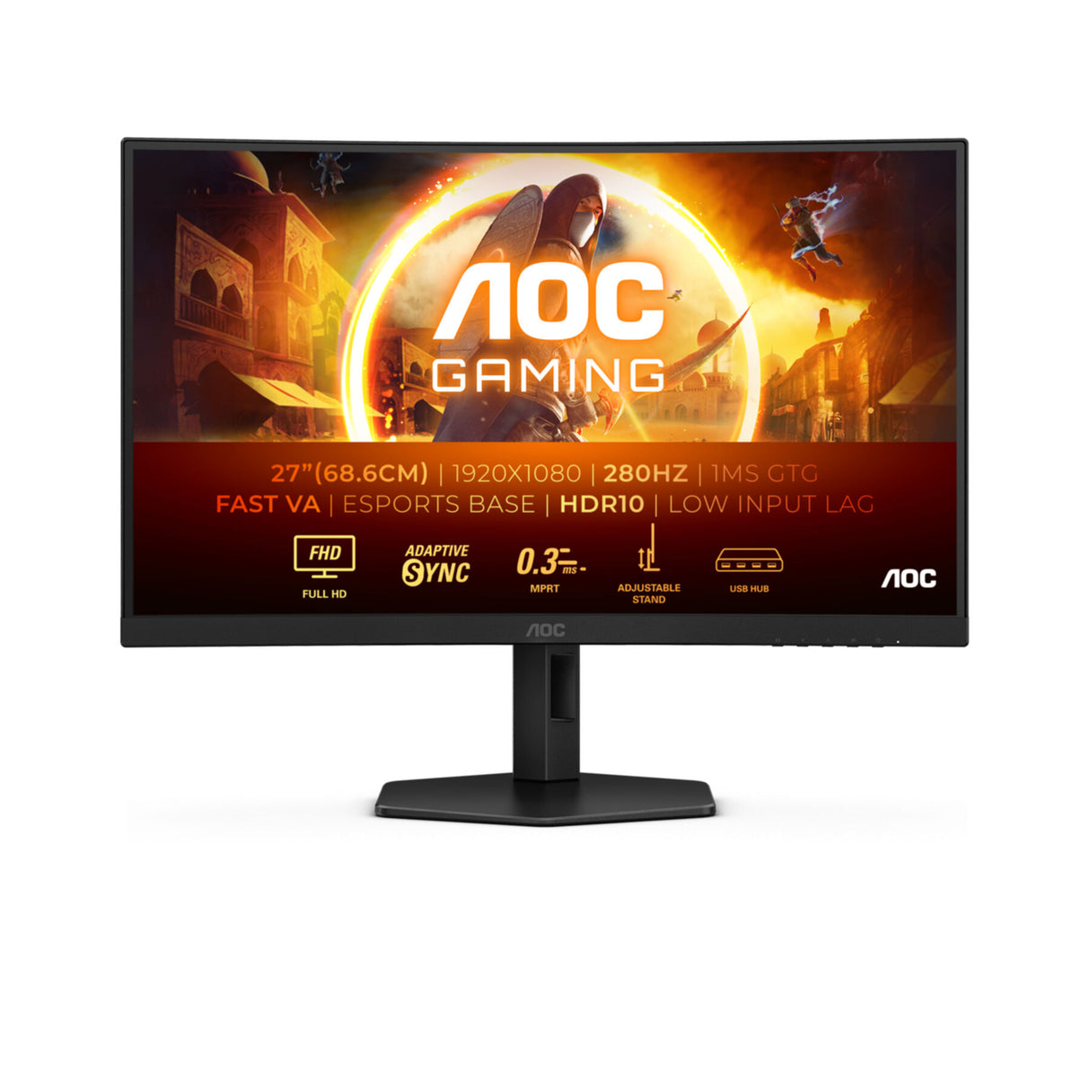 TFT AOC C27G4ZXU 68.5 cm (27)LED,2xHDMI,DisplayPort,SP 280Hz gebogen