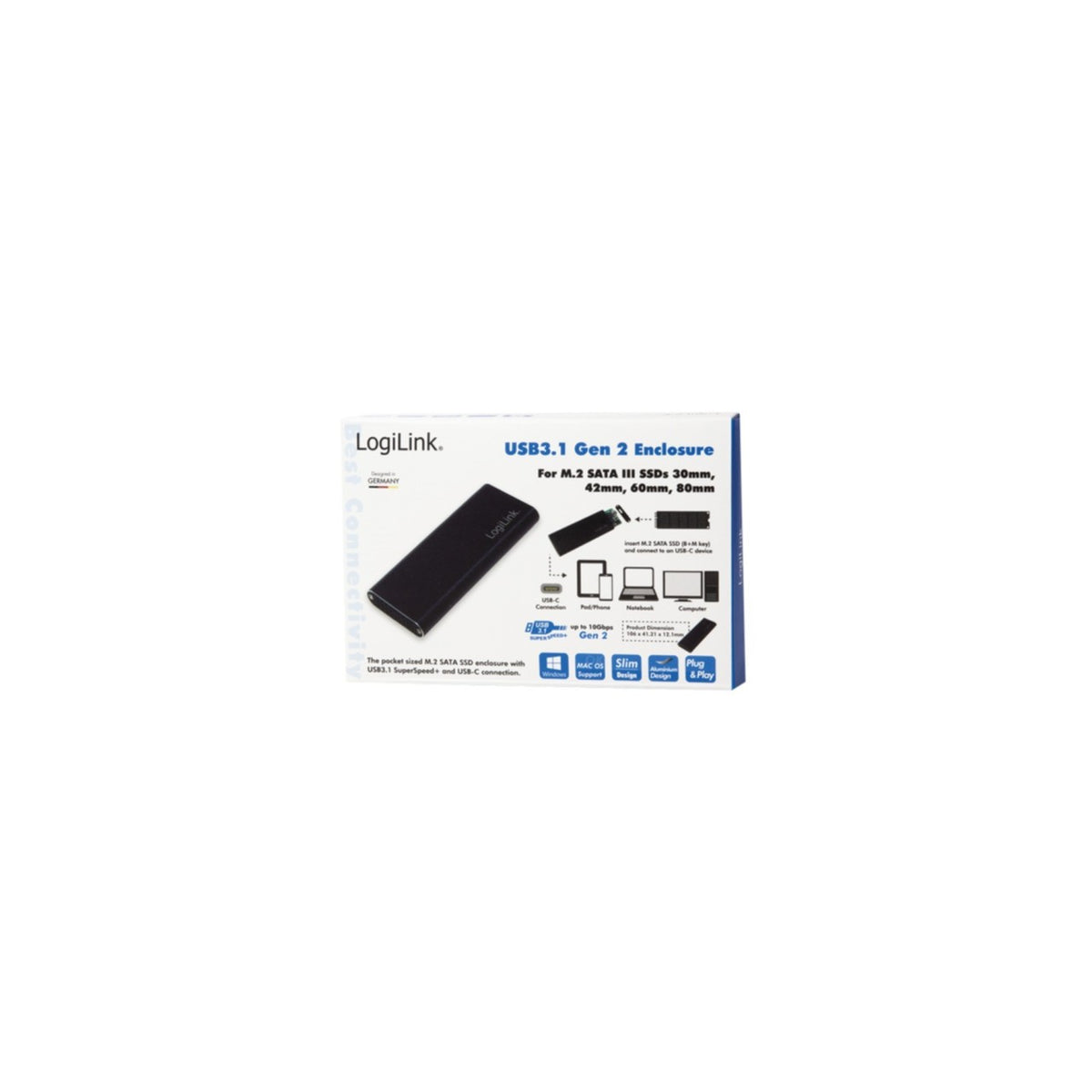 SSD Gehäuse LogiLink Speichergehäuse M.2 Card USB 3.1 UA0314, Bild 3