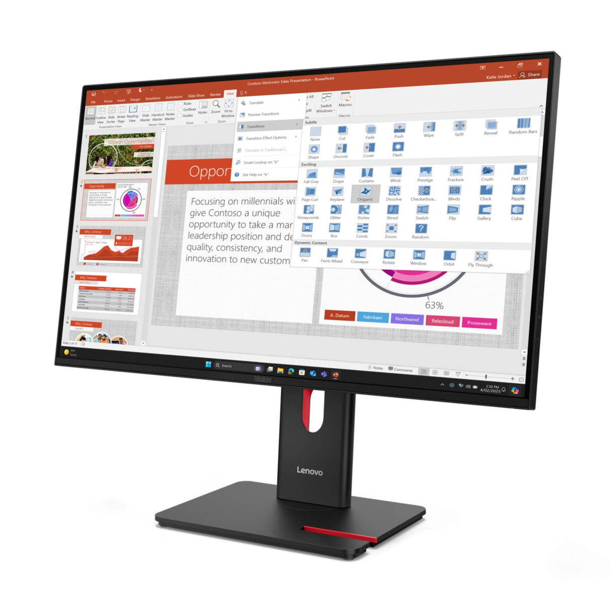 TFT Lenovo ThinkVision T27-40 68.6 cm (27")HDMI,VGA,DisplayPort