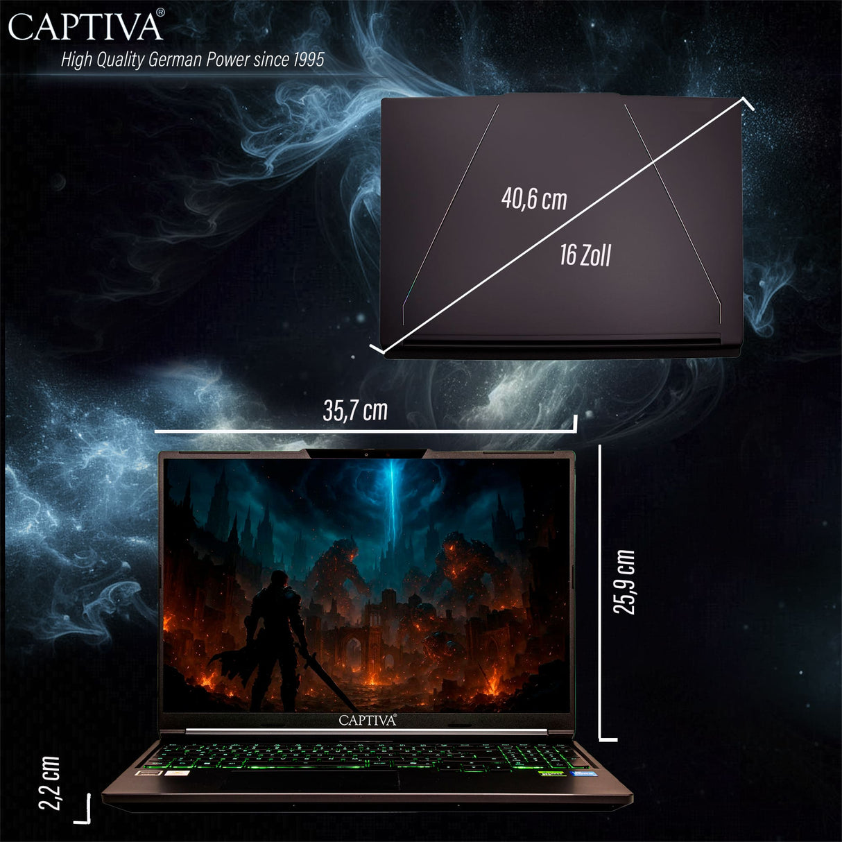 Captiva Notebook Highend Gaming I94-238GE i7-14650HX (16.0", 32GB, 1TB SSD, GeForce RTX5070 8GB, Win 11 Home)