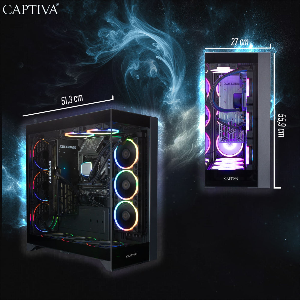 Captiva PC Highend Gaming R99-732 (Ryzen 9 9900X/RX9070 XT 16GB GDDR6/SSD 2TB/64GB/WLAN/Windows 11 Home 64-bit)
