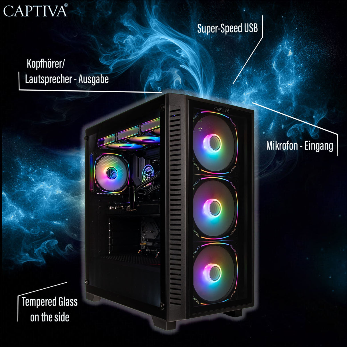 Captiva PC Highend Gaming I95-507 (i7-14700KF/RTX5070 12GB GDDR7/SSD 1TB/32GB/WLAN/Windows 11 Home 64-bit)