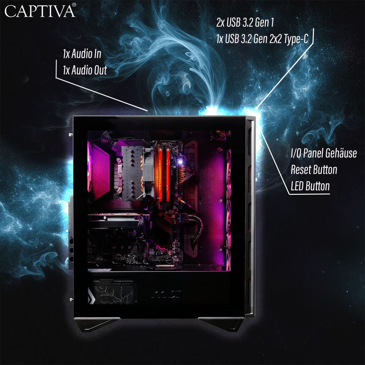 Captiva PC Highend Gaming I10-0015 (Ultra 7 265KF/RTX5070 12GB GDDR7/SSD 1TB/32GB/WLAN/Windows 11 Home 64-bit)