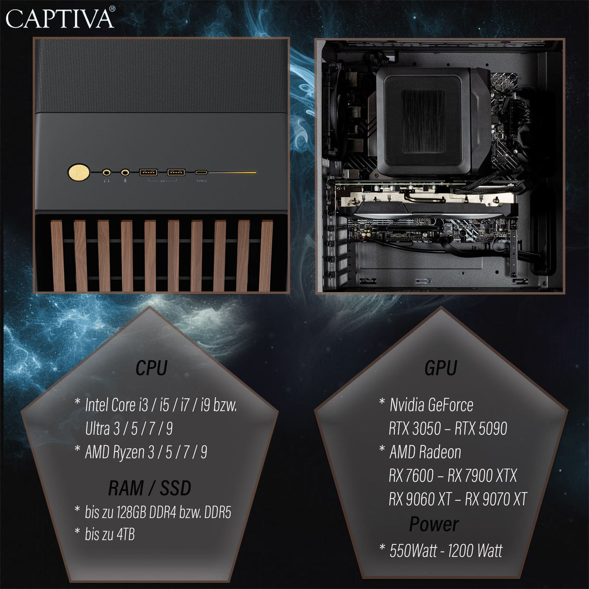 Captiva PC Highend Gaming I95-615 (i9-13900KF/RTX5070 12GB GDDR7/SSD 1TB/32GB/WLAN/w/o OS)
