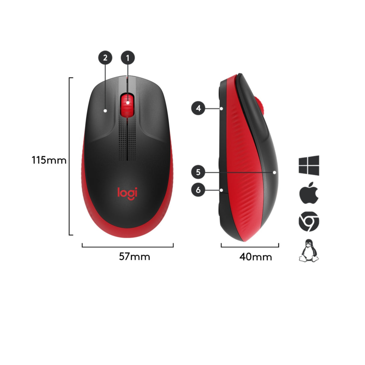 Mouse Logitech M190 Wireless red (910-005908)
