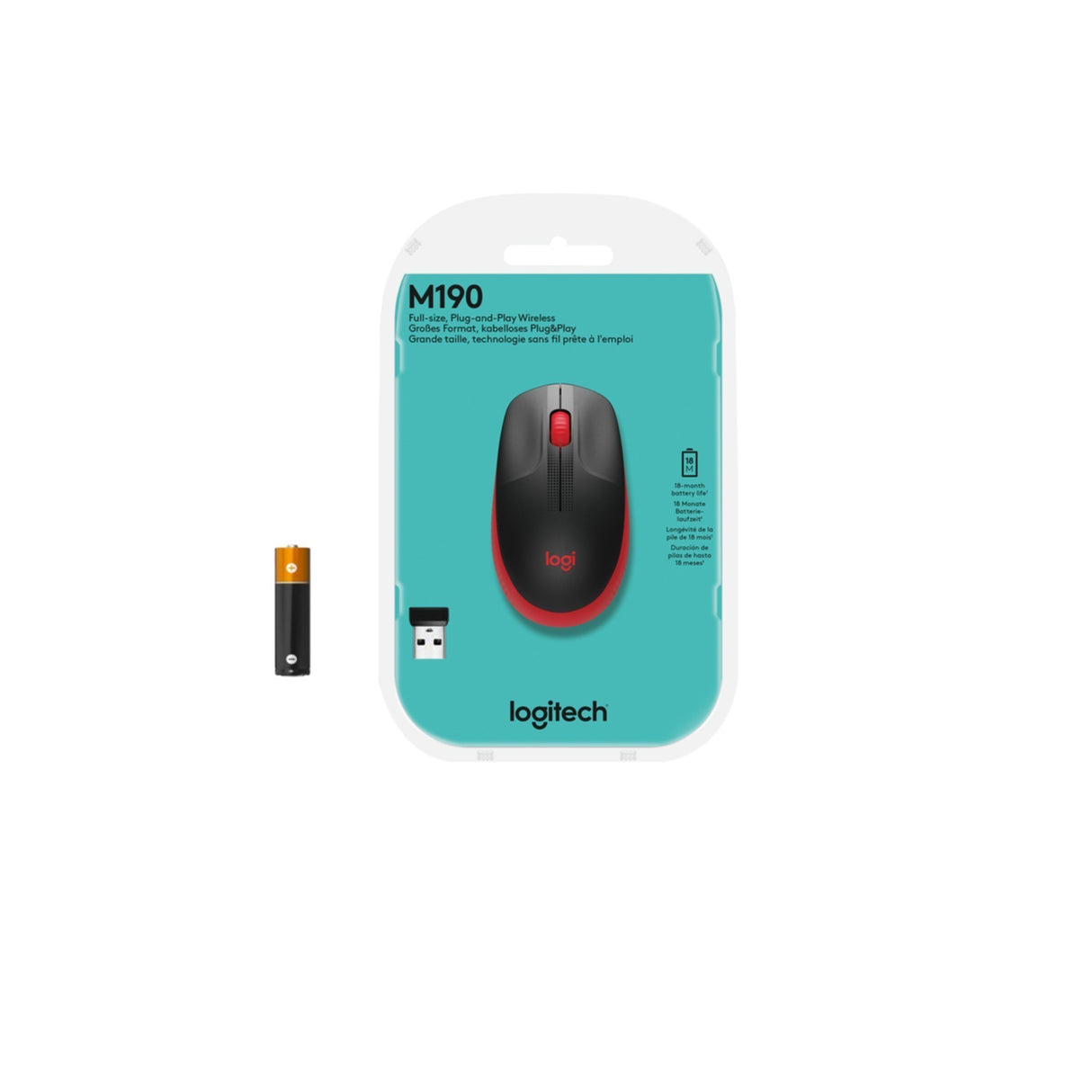 Mouse Logitech M190 Wireless red (910-005908)