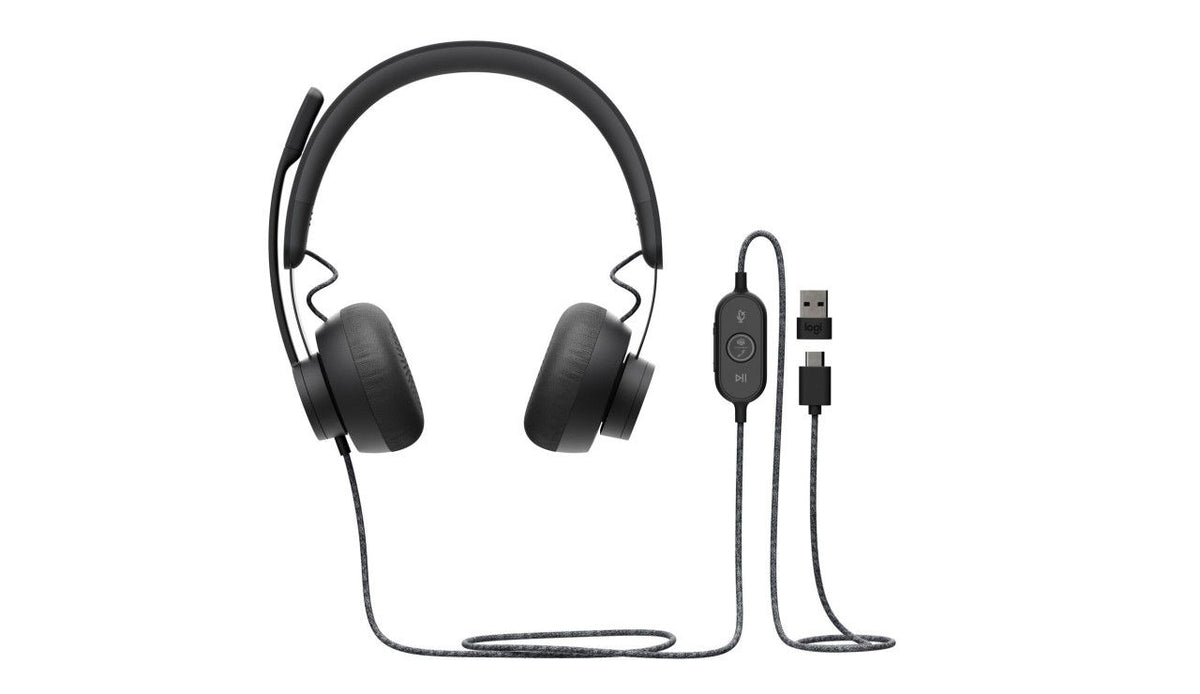 Headset Logitech Zone MSFT Teams Wired black (981-000870)