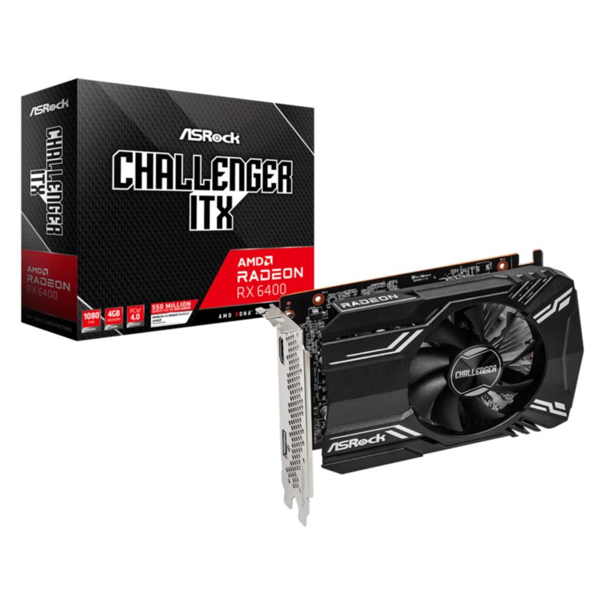 VGA ASRock Radeon RX 6400 4GB Challenger ITX