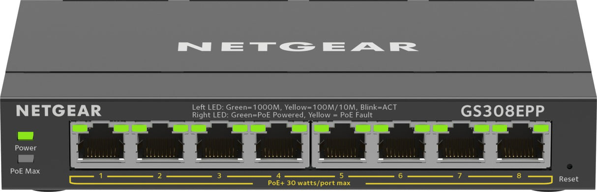 NETGEAR Plus Switch 8-port 10/100/1000 GS308EPP-100PES