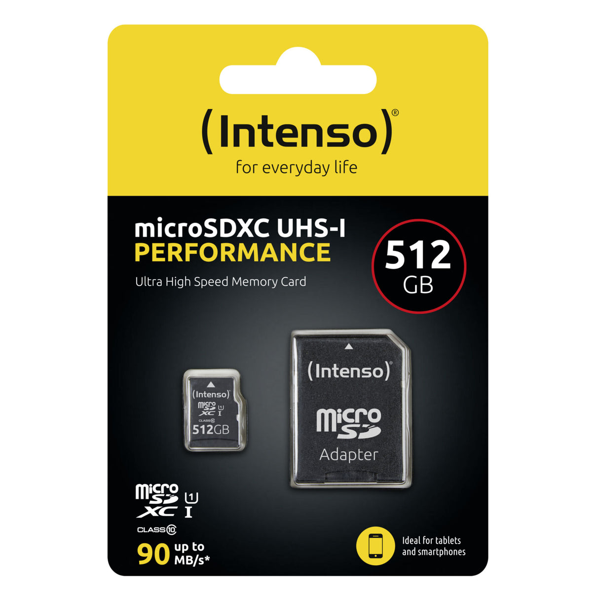 Micro SDHC/SD 512GB Intenso Performance 1 Adapter Class 10  3424493