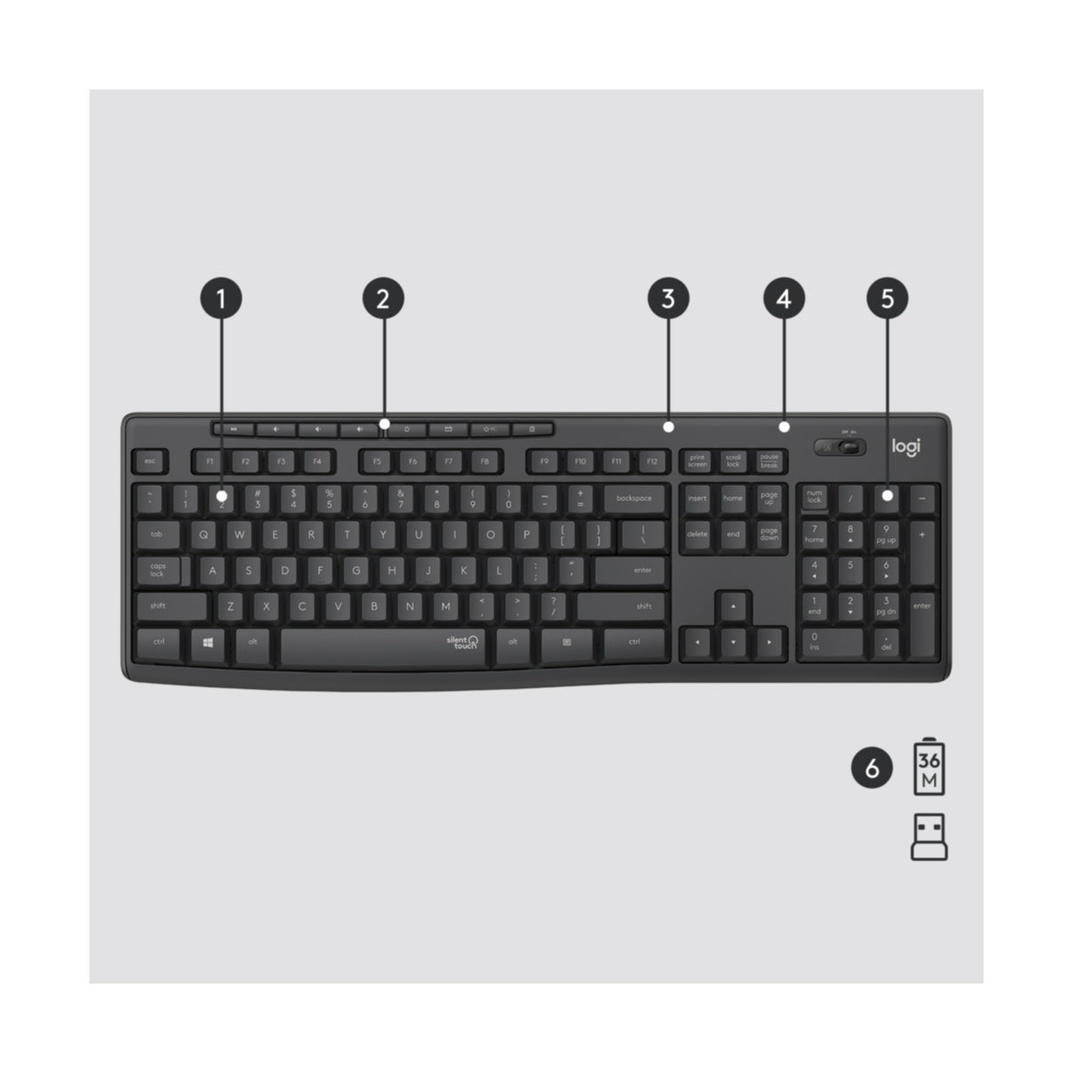 Keyboard & Mouse Logitech Wireless Combo MK295 Graphite (US) (920-009800)