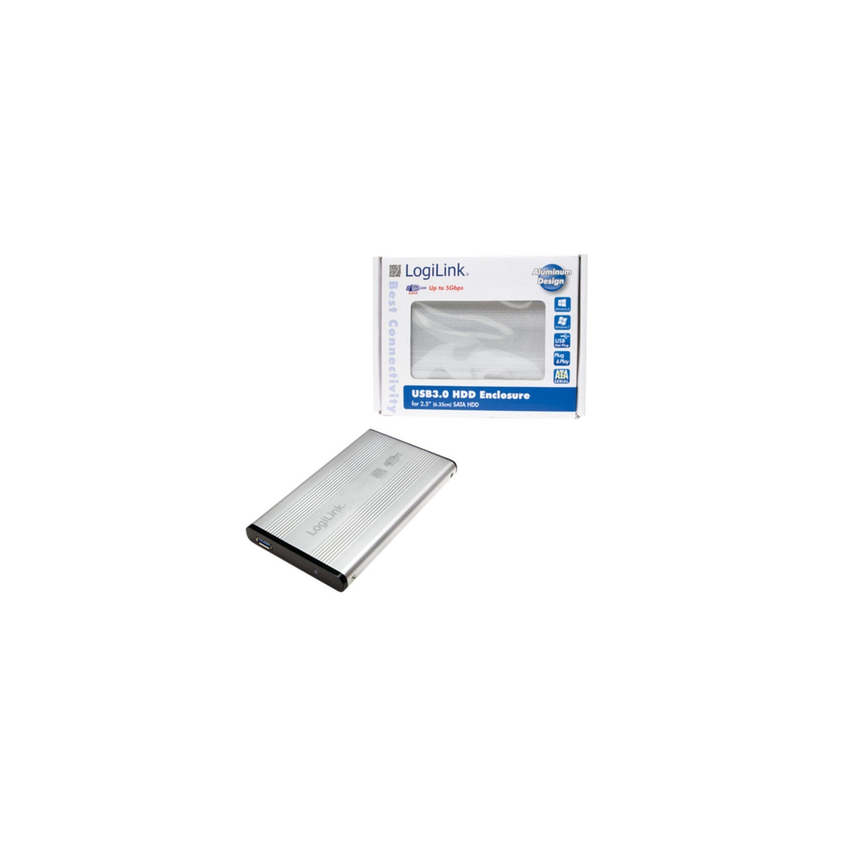 HDD Gehäuse Logilink Speichergehäuse 2,5 SATA Silber USB 3.0 UA0106A