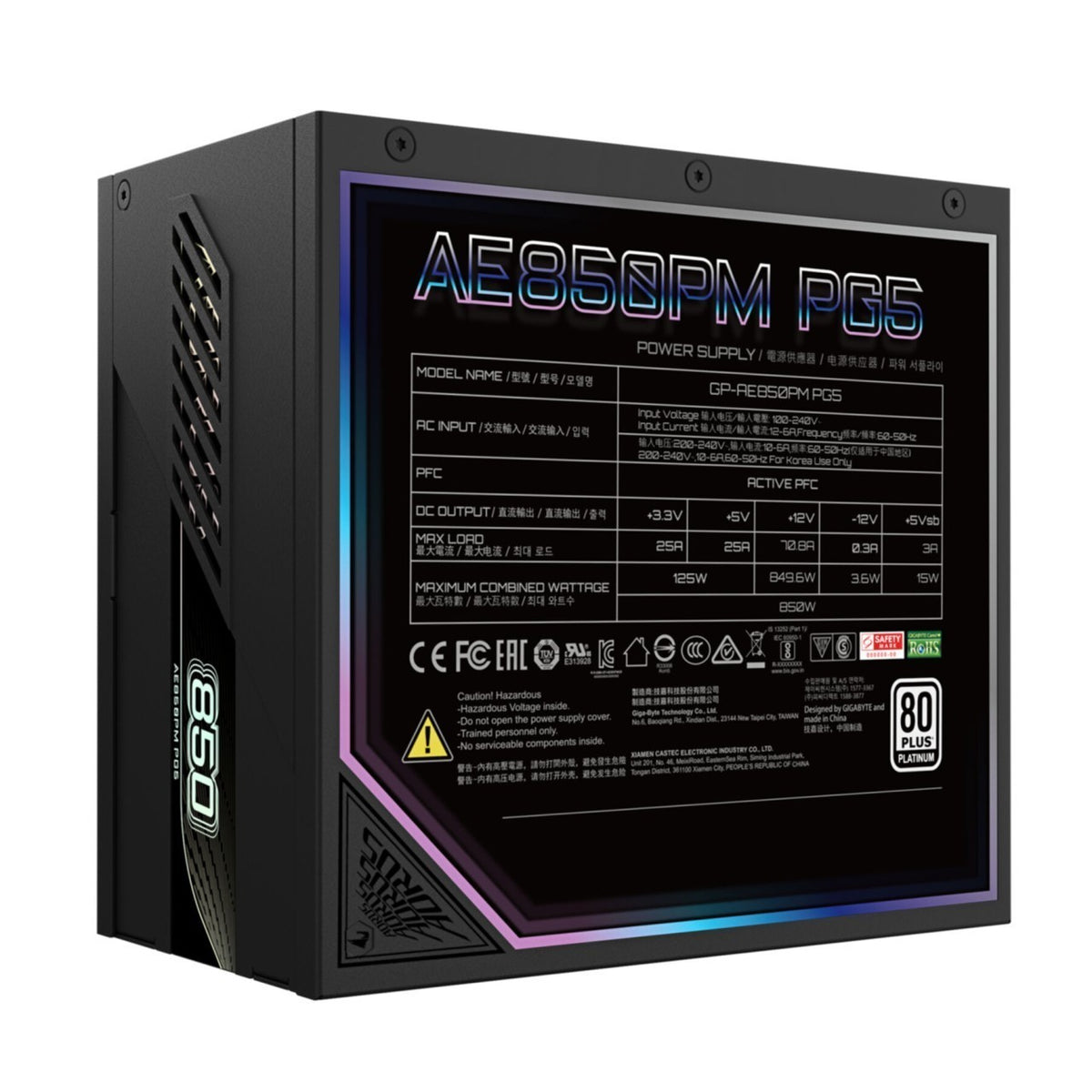PC- Netzteil Gigabyte AORUS ELITE AE850PM 850W Black, Bild 3