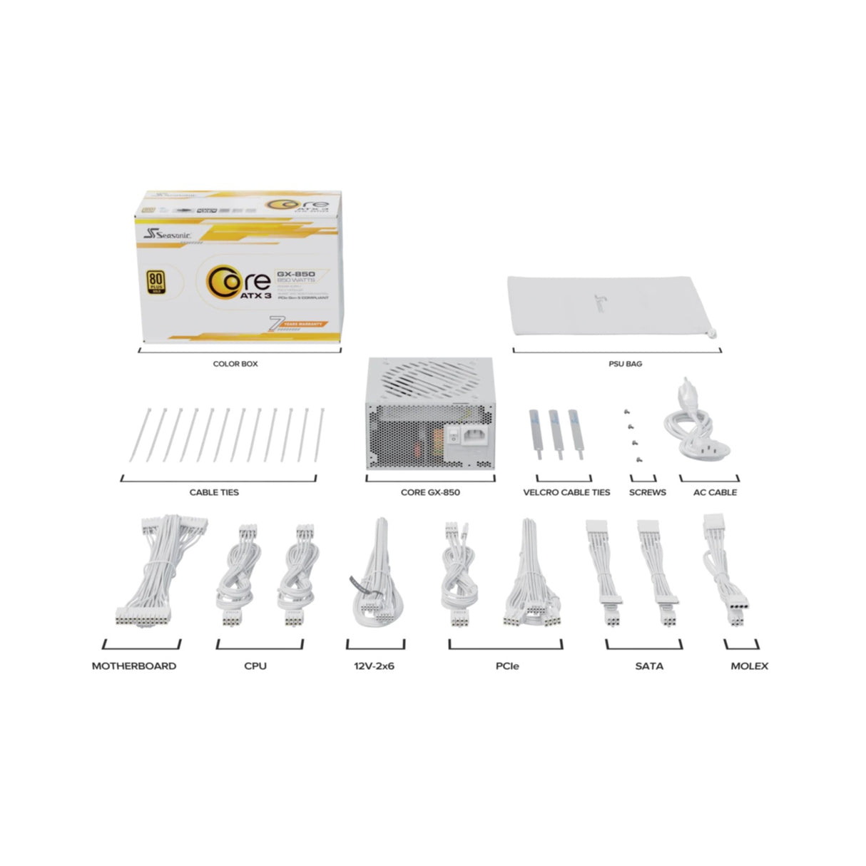 PC- Netzteil Seasonic Core-GX-850 850W Gold modular White