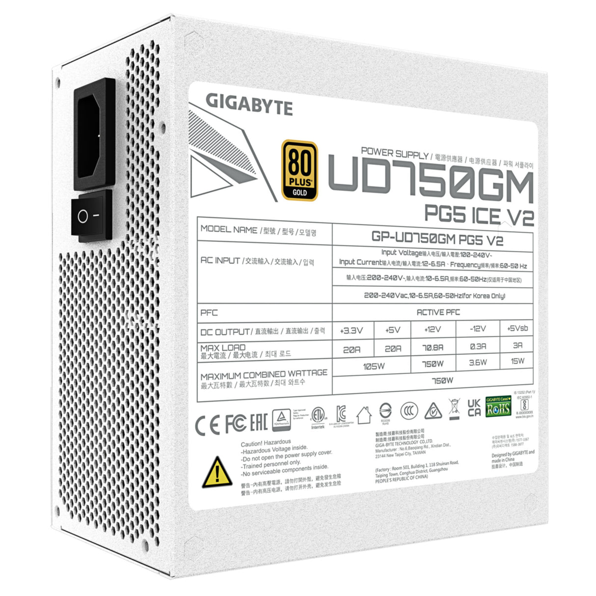PC- Netzteil Gigabyte GP-UD750GM PG5 ICE 750W Gold White