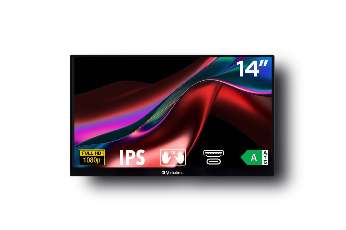 TFT Verbatim PMT-14, Portable Touchscreen Monitor 35,60cm (14"), HDMI,2xUSB-C,SP 49591