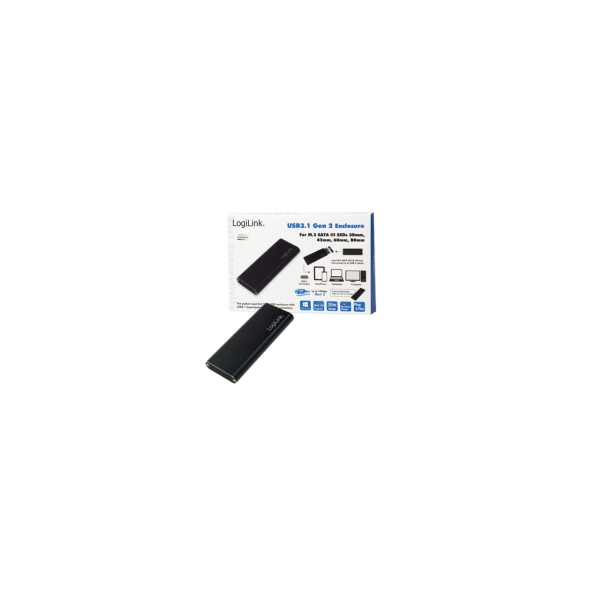SSD Gehäuse LogiLink Speichergehäuse M.2 Card USB 3.1 UA0314, Bild 4