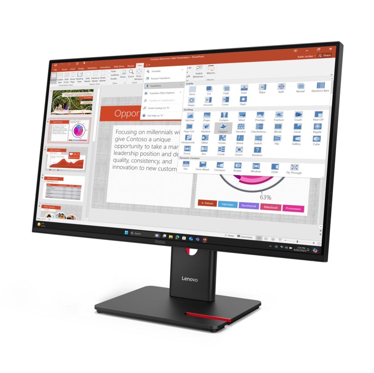 TFT Lenovo ThinkVision T27-40 68.6 cm (27")HDMI,VGA,DisplayPort