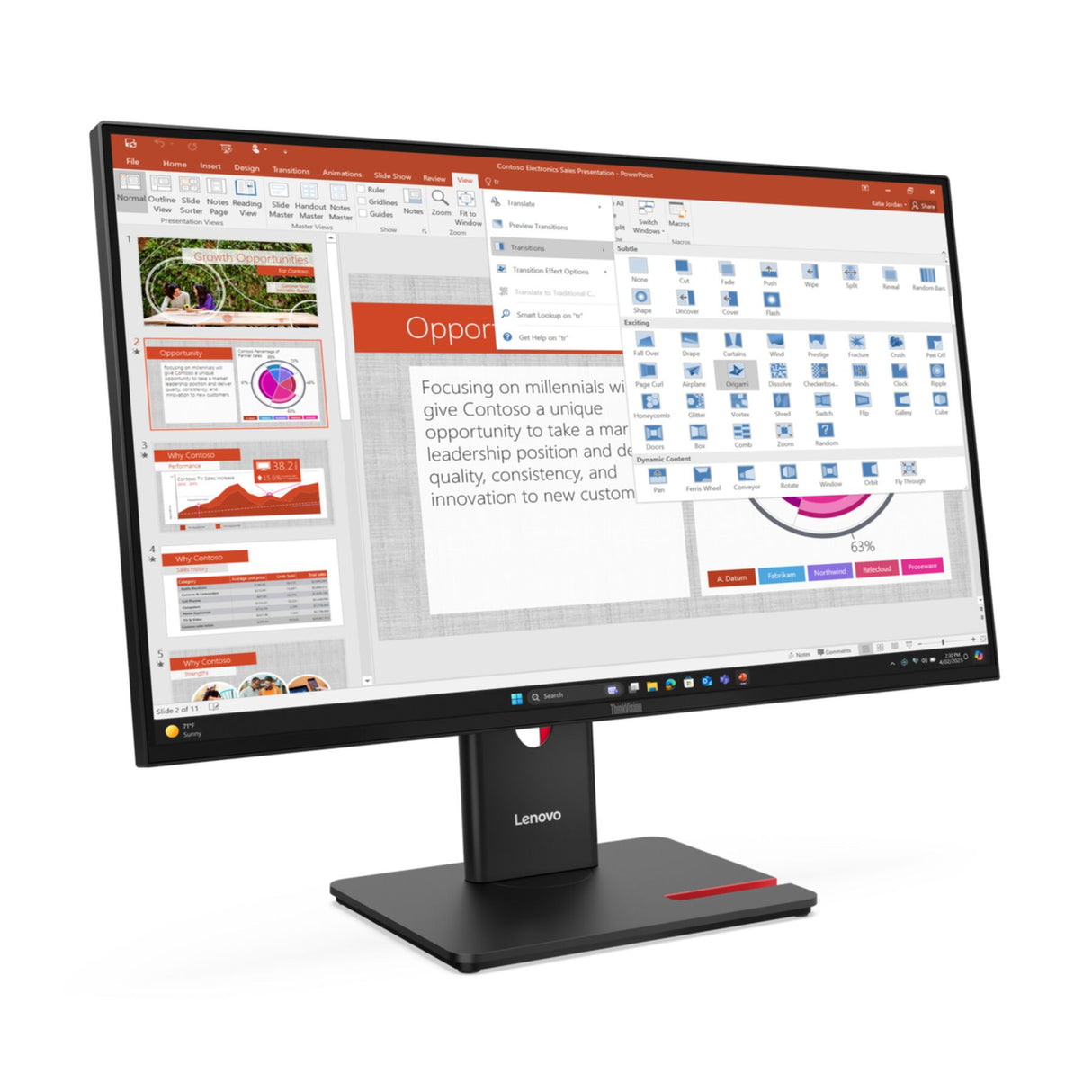 TFT Lenovo ThinkVision T27-40 68.6 cm (27")HDMI,VGA,DisplayPort