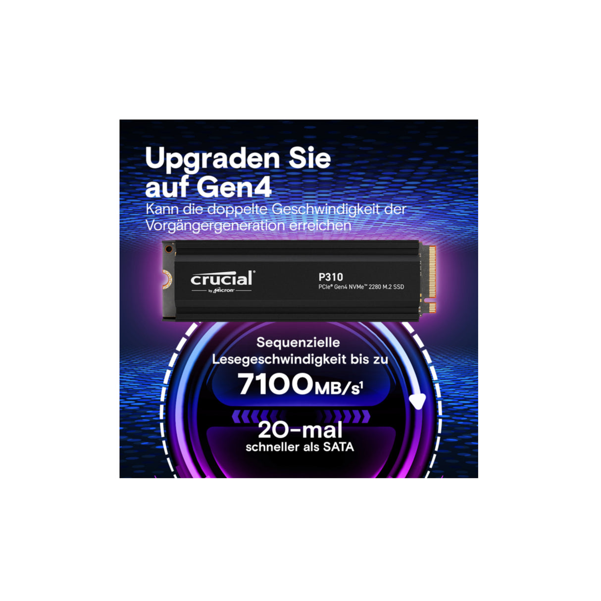 SSD Crucial 1TB P310 CT1000P310SSD5 PCIe M.2 NVME PCIe 4.0 x4 mit HS