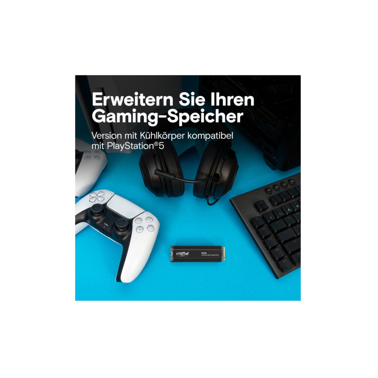 SSD Crucial 1TB P310 CT1000P310SSD5 PCIe M.2 NVME PCIe 4.0 x4 mit HS