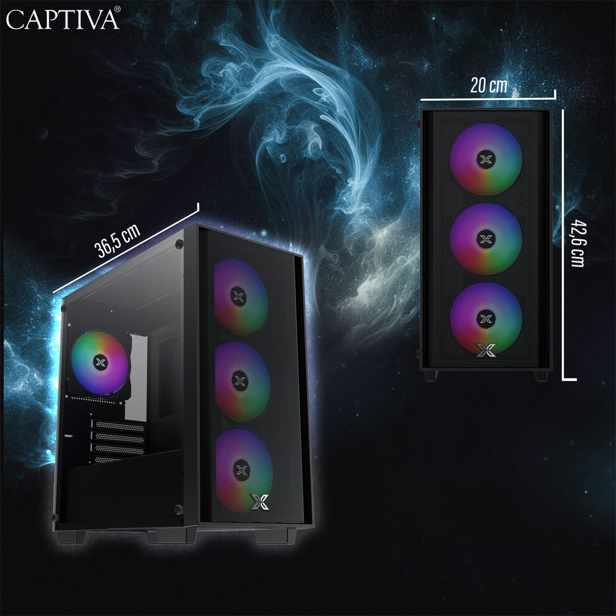 Captiva PC Highend Gaming R99-636 (Ryzen 5 7500X3D/RX9070 XT 16GB GDDR6/SSD 1TB/16GB/WLAN/w/o OS)