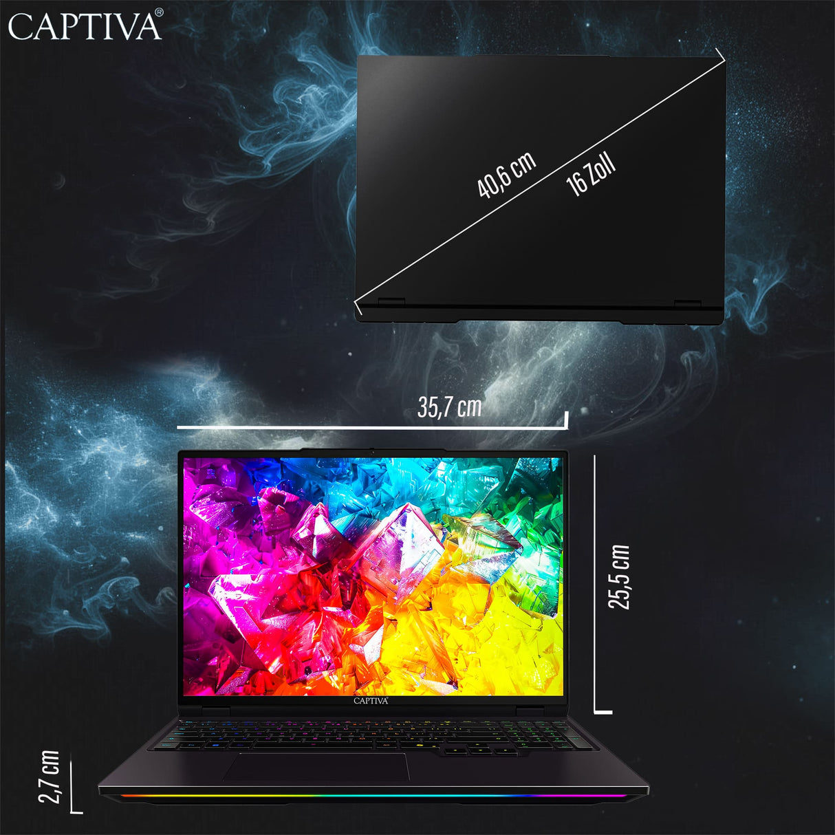 Captiva Notebook Highend Gaming I97-989CH Ultra 9-275HX (16,0", 32GB, 500GB SSD, GeForce RTX5080 16GB, Win 11 Pro)