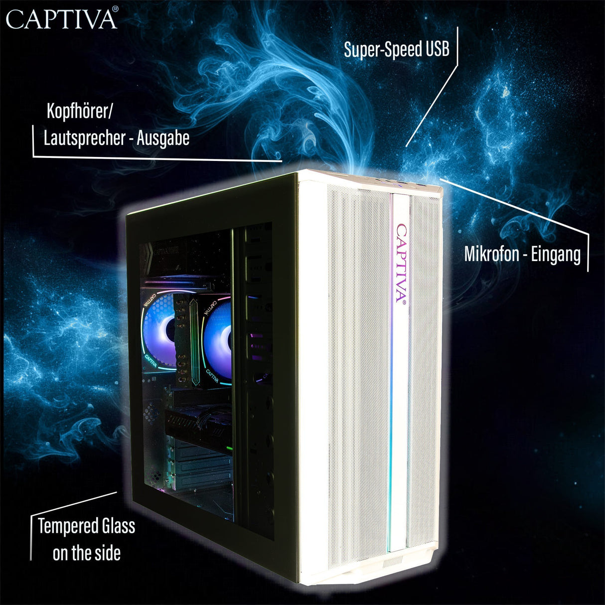 Captiva PC Entry Gaming R99-956 (Ryzen 5 8400F/RTX5050 8GB GDDR6/SSD 1TB/16GB/WLAN/w/o OS)