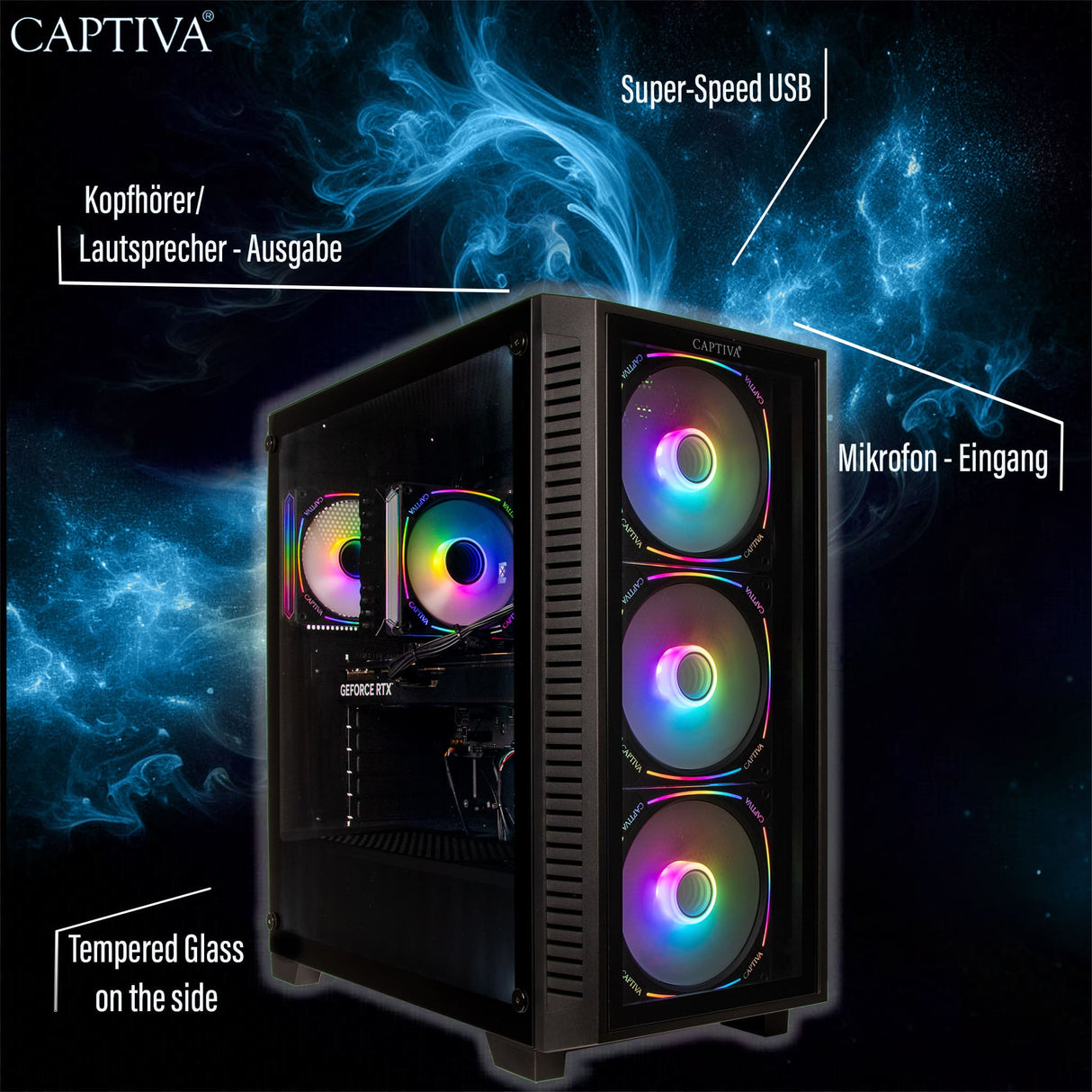 Captiva PC Advanced Gaming I95-417 (i9-14900KF/RTX5060 Ti 16GB GDDR7/SSD 2TB/32GB/WLAN/w/o OS)