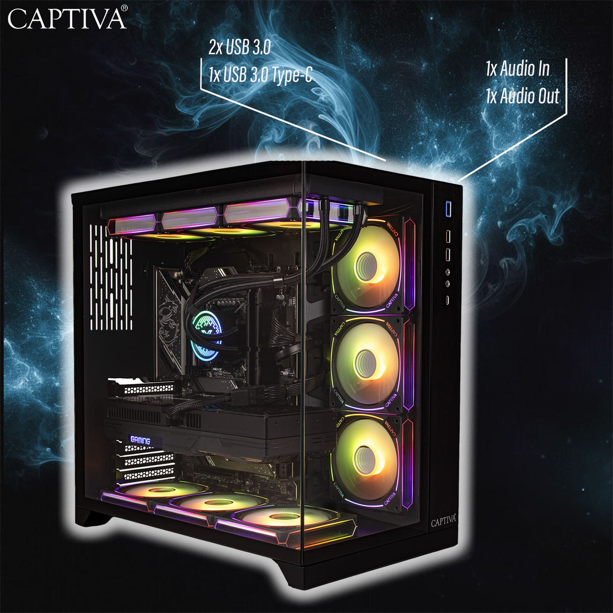 Captiva PC Highend Gaming R99-668 (Ryzen 7 7800X3D/RX9070 XT 16GB GDDR6/SSD 2TB/32GB/WLAN/Windows 11 Home 64-bit)