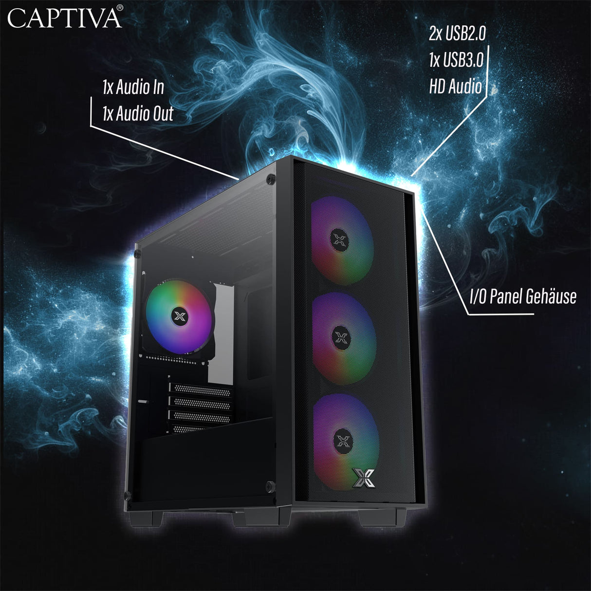 Captiva PC Entry Gaming I10-0334 (Ultra 7 265KF/RTX5060 8GB GDDR7/SSD 1TB/32GB/WLAN/w/o OS)